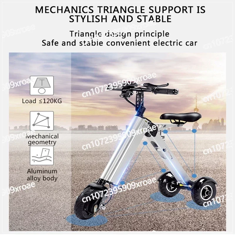 K7S prosty kształt Mini e-bike trójkołowy składany skuter elektryczny dla dorosłych inteligentny rower elektryczny rower 250W 36V 7.8Ah