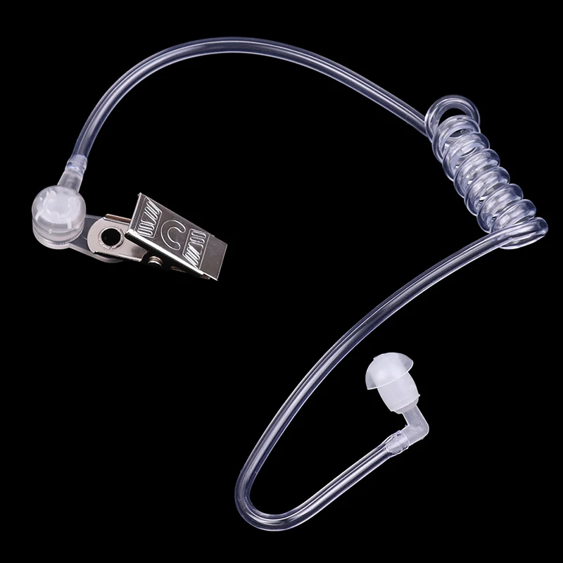 Earplug tabung udara akustik dengan klip logam, Headset Radio dua arah Walkie Talkie Earpiece