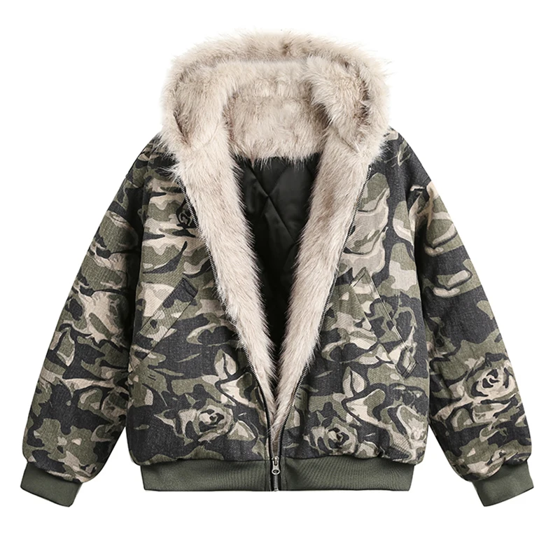 IEFB Korean Style Men\'s Padded Jackets Hooded Fleece Cotton Camouflage Casual New Trendy Male Loose Coats Personalized CPG2223