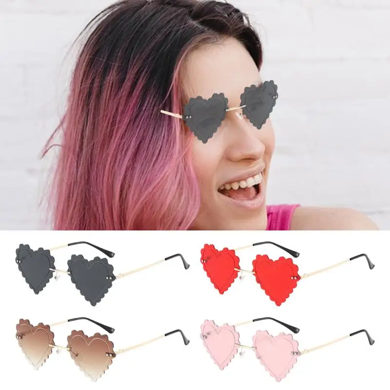 Heart Shaped Glasses Colorful Heart Eyewear Heart-Shaped Fun Eyewear Prom Decorative Driving Sunglasses For Kids Adults