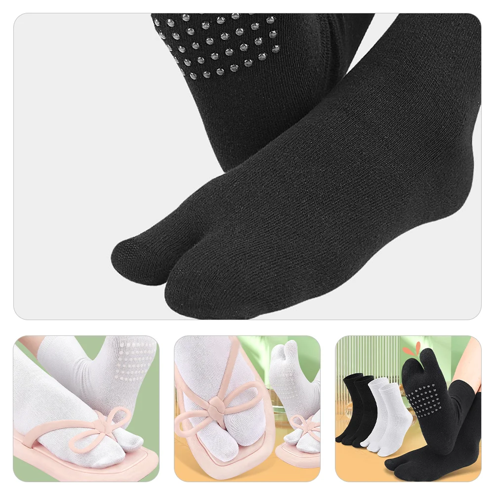 2 Pairs Two-toe Socks with Toes Separated Five High Ankle Chemical Fiber for Women Women's