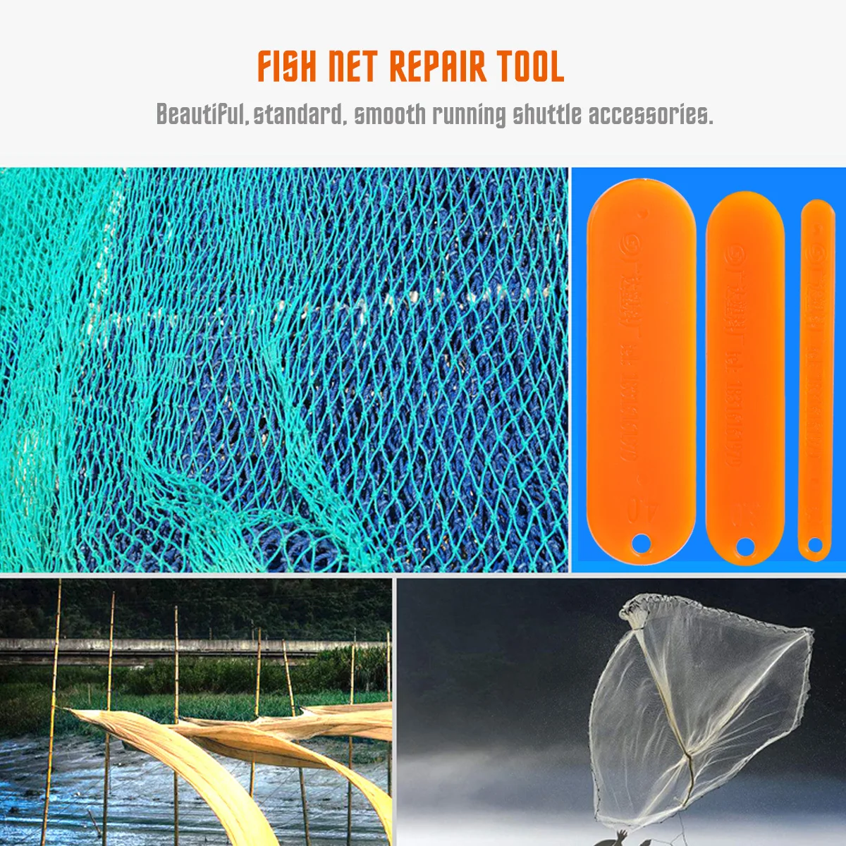 

12Pcs Trustworthy Fishing Net Repair Shuttles Knitting Needles Smooth Running Sewing Tool Fish Net Repair Tool