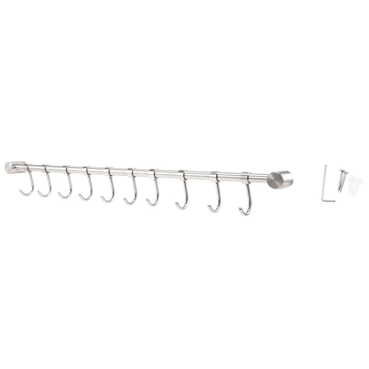 Rack de trilho de cozinha fixado na parede utensílio pendurado rack ganchos de aço inoxidável para ferramentas de cozinha pote toalha 10 ganchos deslizantes