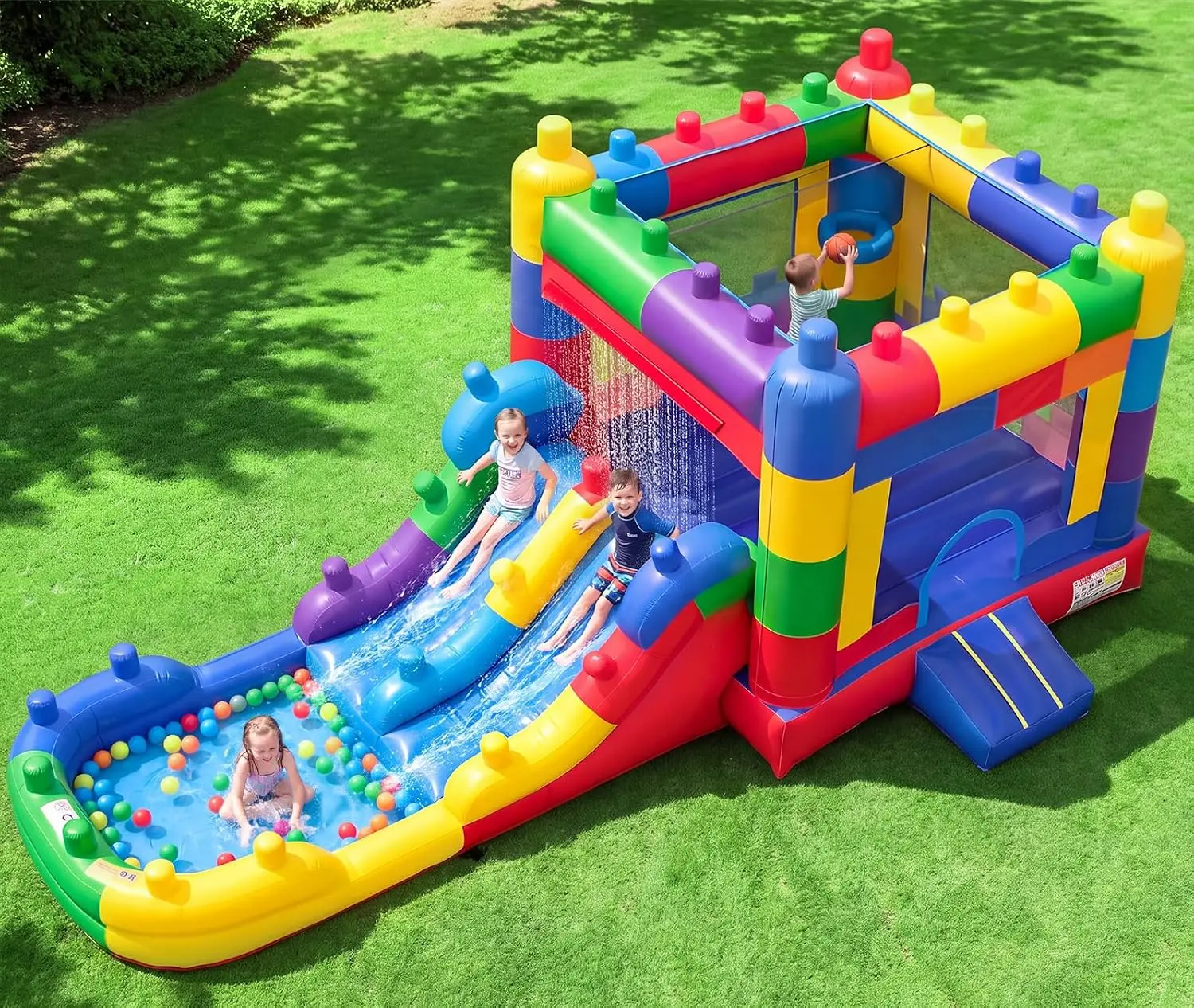 Commercial-Grade 23FT PVC Inflatable Bounce House and Water Slide for Children with Three Slides