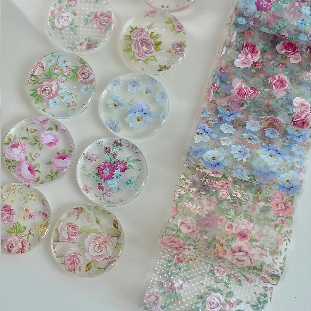 Watercolor Monet Floral Reeded Lace With Holes Nail Art Transfer Paper Nail Accessories In 10 Sets For DIY Nail Decoration