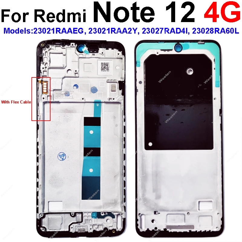 Front LCD Frame Cover For Xiaomi Redmi Note 12 12s Pro Plus 4G 5G LCD Frame Housing Plate Bezel Cover Replacement Repair Parts