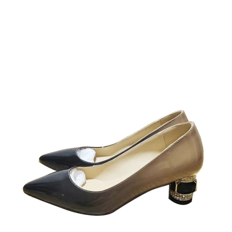 SHOFOO Sexy women's high heels. Gradient colored patent leather single shoes. About 5.5 cm heel height. Pointed toe pumps.34-46