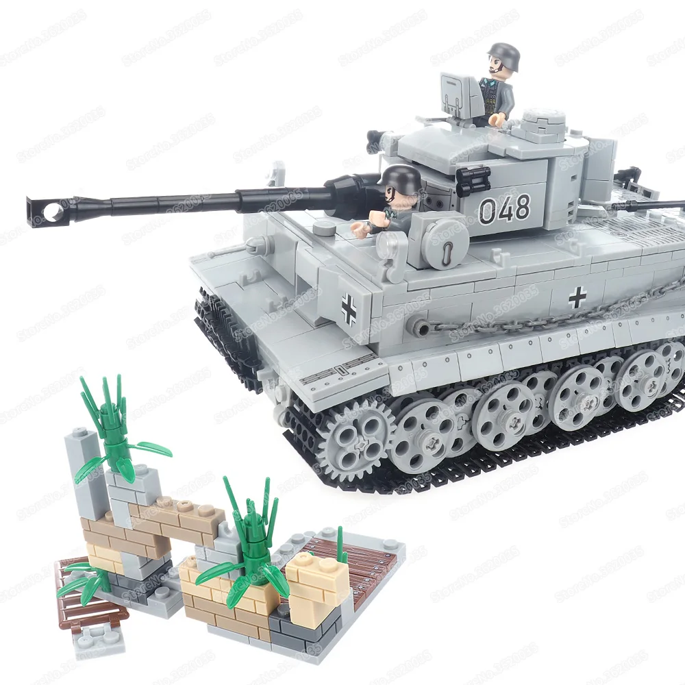 Military Tiger Tank Building Block Assembled WW2 Figures Heavy Weapons Code Name Sd.Kfz.181 War Scenes Model Child Gift Boy Toys