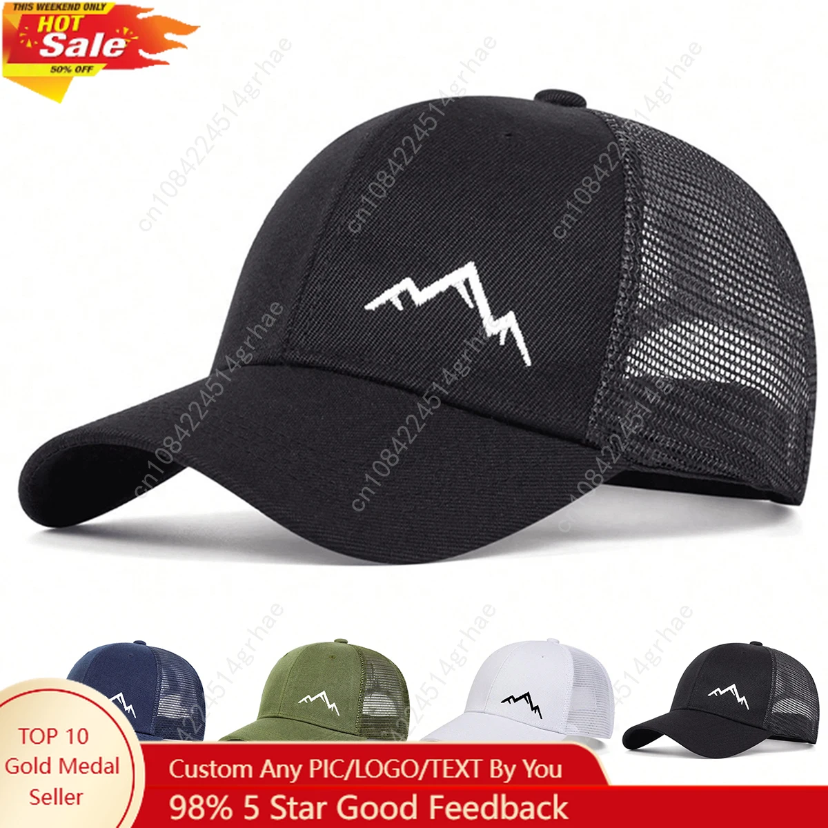 

Unisex Mountain Range Embroidery Baseball Net Caps Spring Summer Outdoor Adjustable Casual Hats Dad Hat Sunscreen Hat