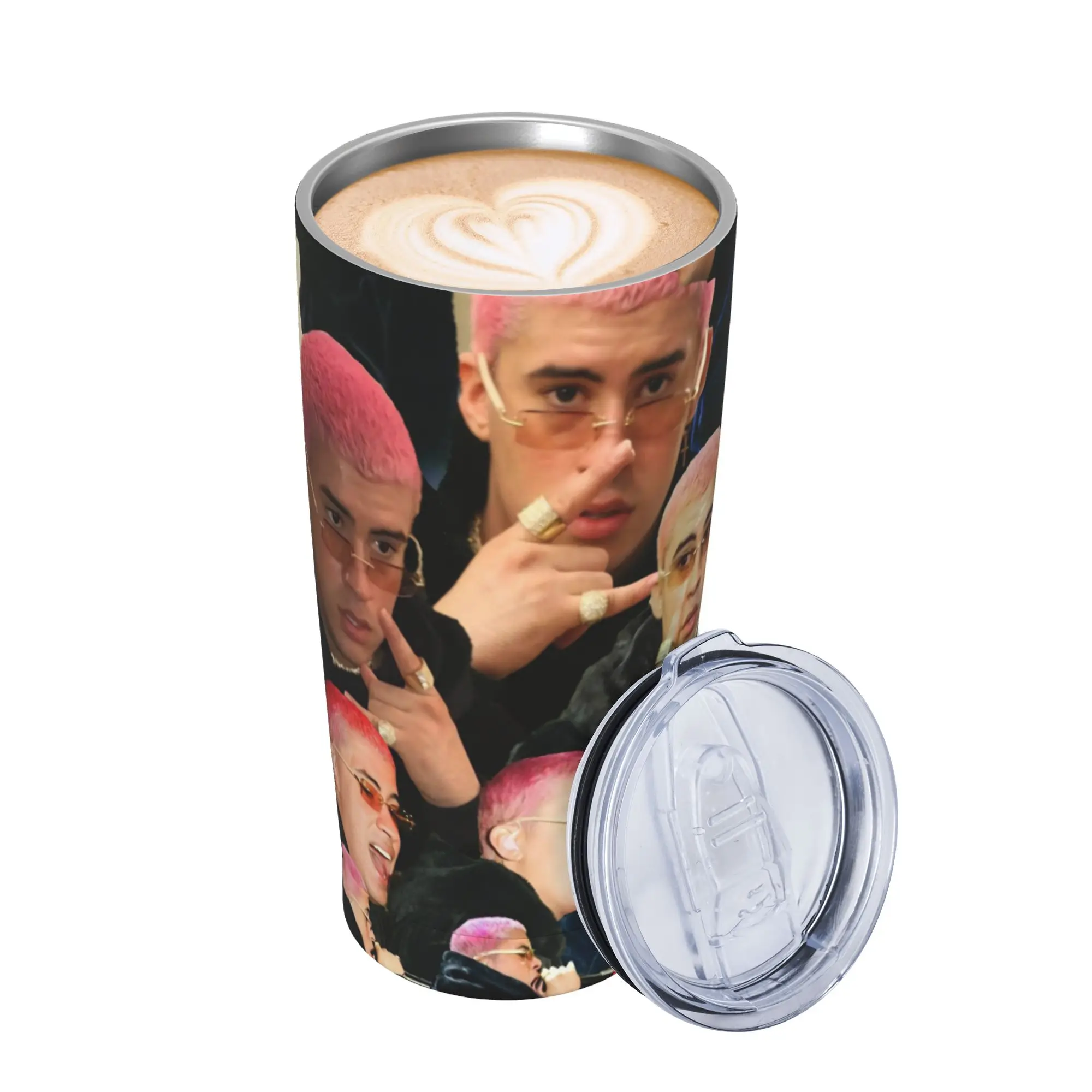 Bad Bunny DTMF Tour 2026 Insulated Tumbler with Straws Lid Stainless Steel Thermal Mug Outdoor Portable Hot Cold Drinks Cup 20oz