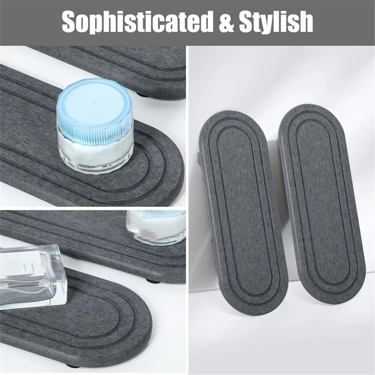 2PCS Diatomite Stone Sink Tray Set, Fast Drying & Water Absorbent, Ideal for Kitchen & Bathroom(30x10cm)