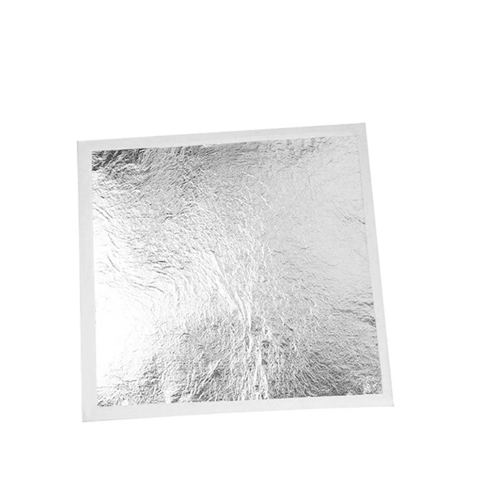 

100 шт., серебряная позолоченная фольга 9X9 см, металлический лист для рукоделия, художественное украшение, мебельная рамка, сделай сам, имитация золотой, серебряной фольги, поставка