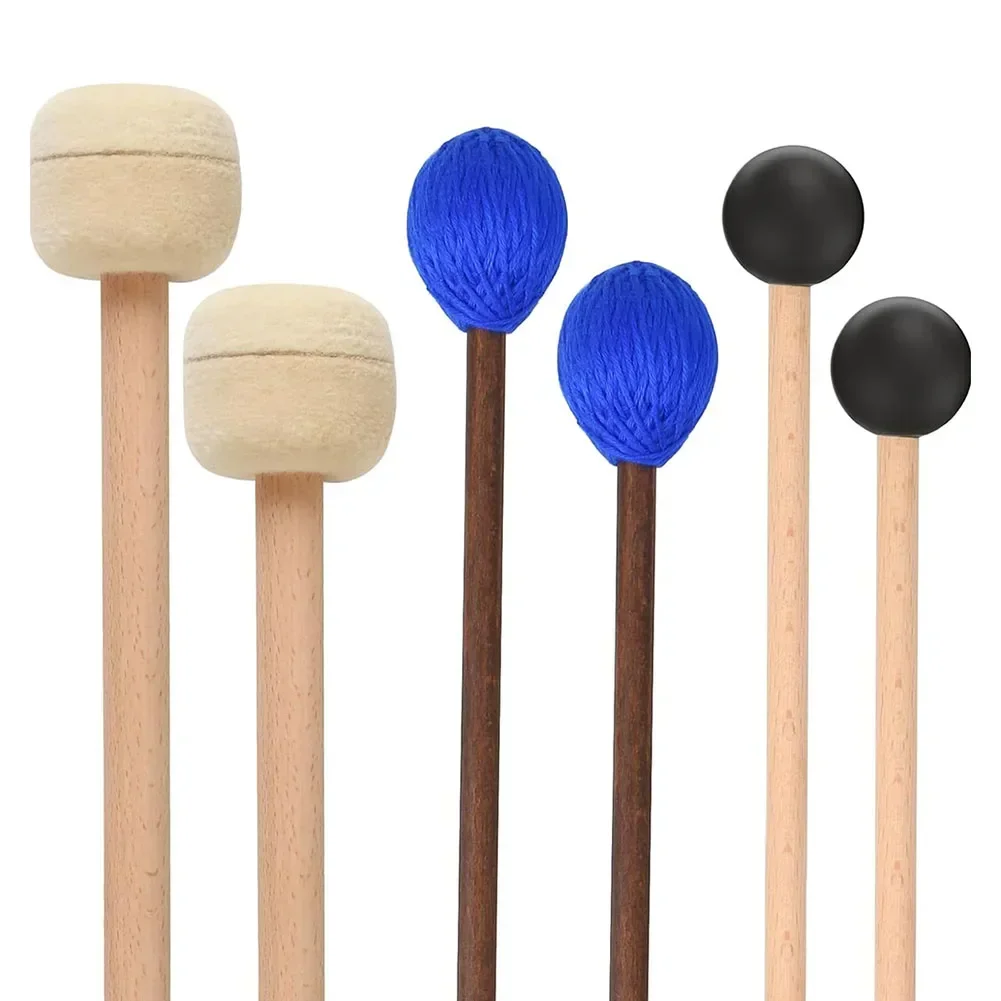 Professional Drumstick Set Bass Drum Marching Drum Sticks Marimba Mallets Rubber Xylophone Percussion Set of 3 Pairs