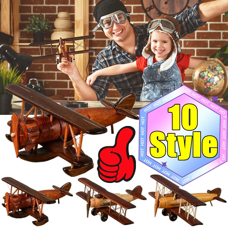 Retro-Flugzeugmodell aus Holz – kreative Heim-Desktop-Dekoration, Ornamente, kreatives Kunsthandwerk, Heim-Desktop-Dekoration, Kinderspielzeug, Geschenke