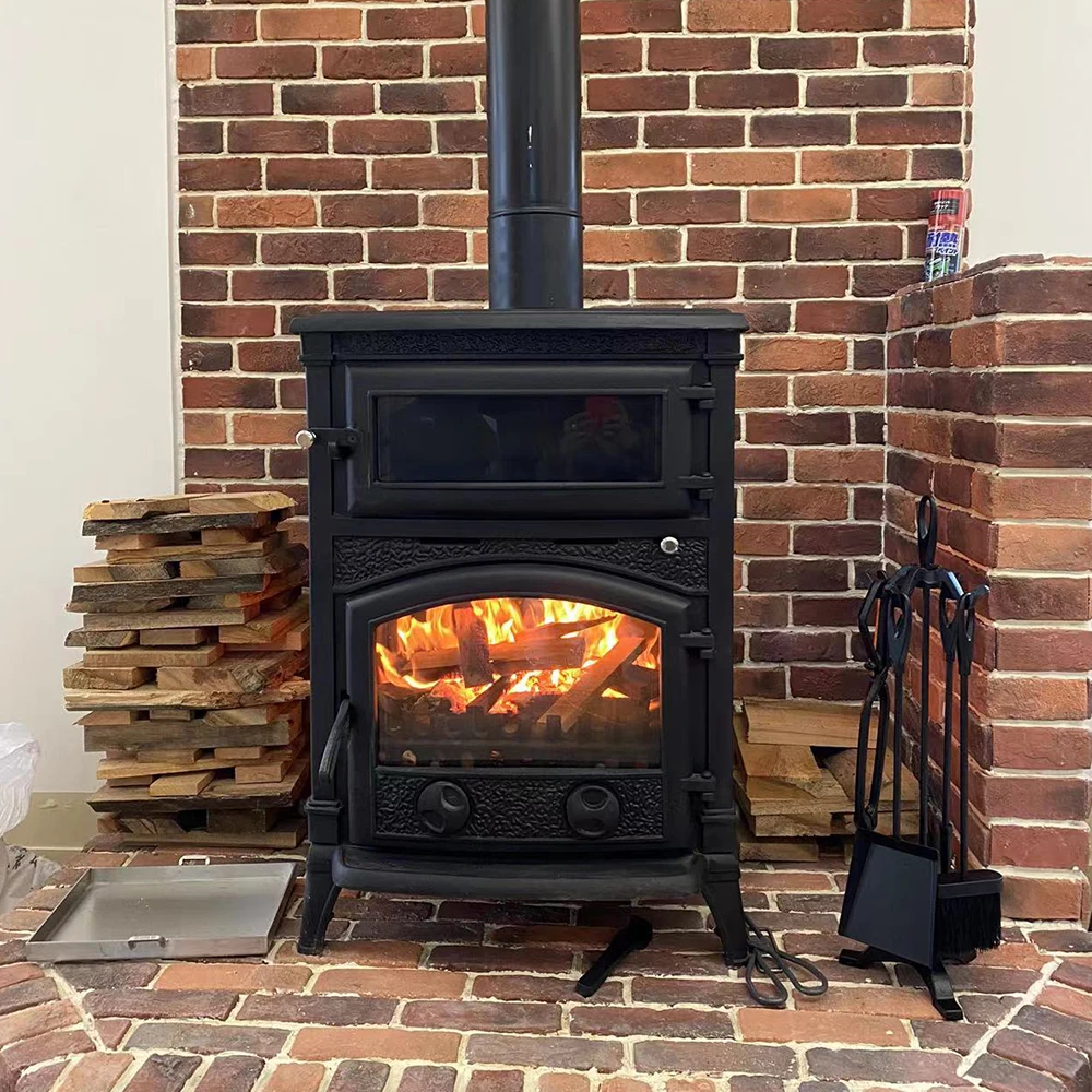 Indoor Wood Burning Stove for Heating and Cooking Wood Stove With Mini Oven for Pizza