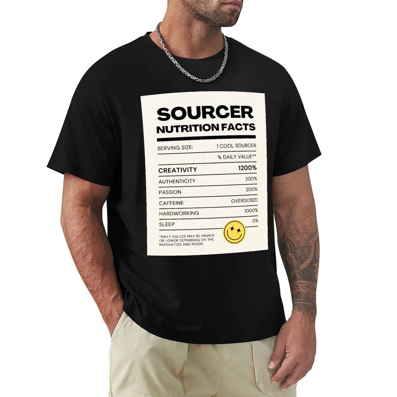 Sourcer Nutrition Facts T-Shirt t shirts for man graphic funny T-Shirt