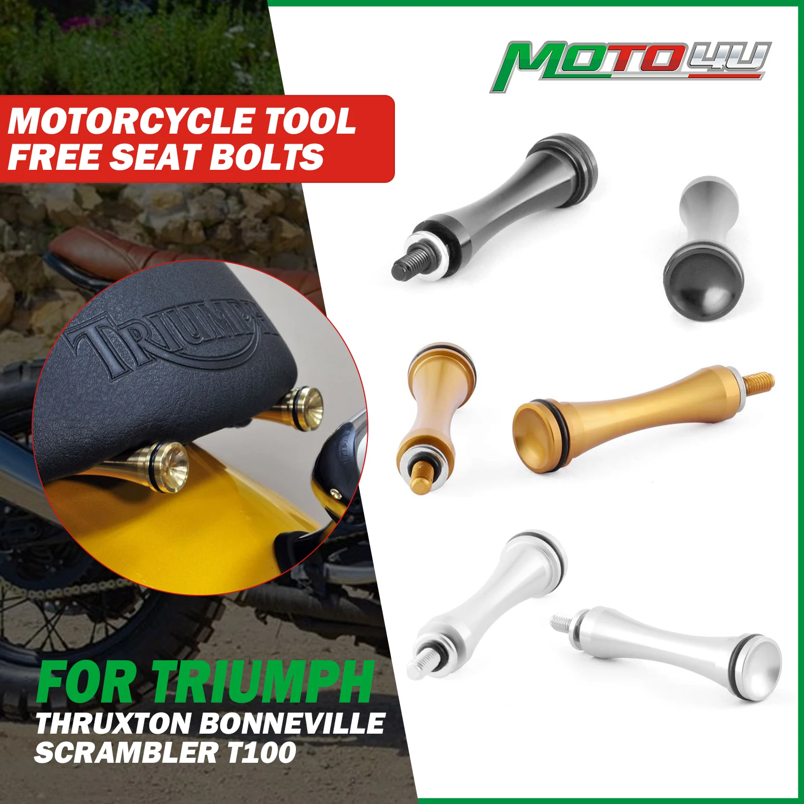 3 Colors Motorcycle Tool Free Seat Bolts Long Quick disassembly For Triumph Thruxton Bonneville Scrambler T100