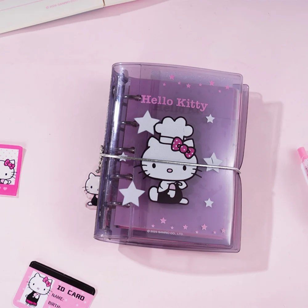 Genuine Sanrio Hello Kitty M5 Clear Cover Loose Leaf Notebook Pink Purple Pattern Portable Binder School Office Supplies