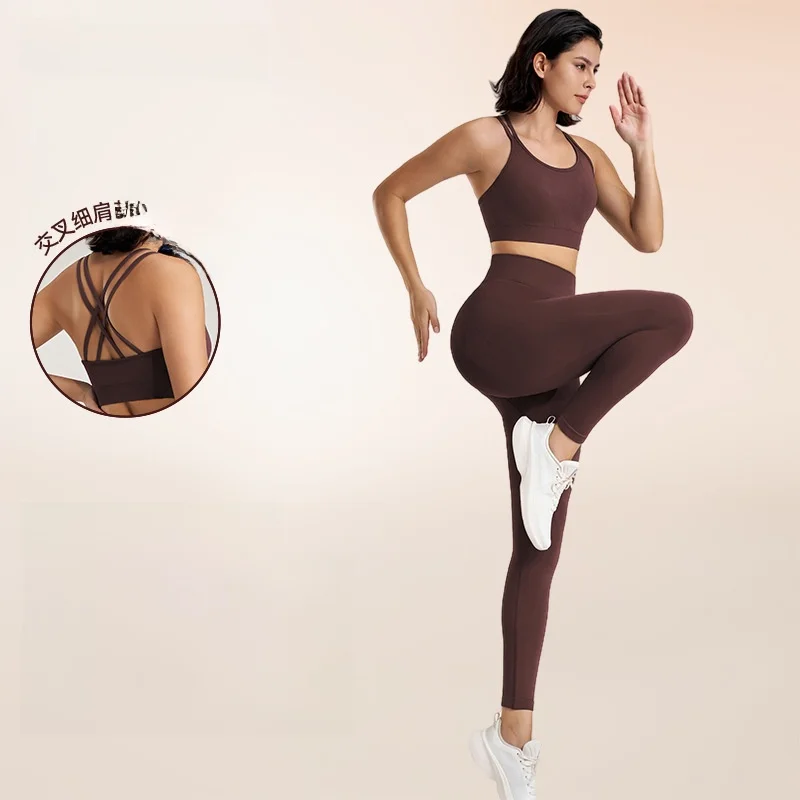 

Женский спортивный костюм для йоги и фитнеса, быстросохнущие утягивающие леггинсы с девятью точками и эластичный бюстгальтер, комплект для осенне-зимнего бега