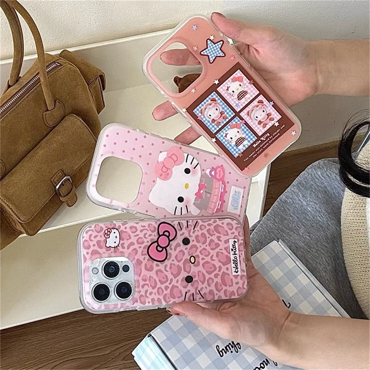 

Fashion Pink Leopard Print Hellokitty Phone Case For iPhone 16 Pro 15 14 Pro Max 17 Protective Cover Shockproof Cases
