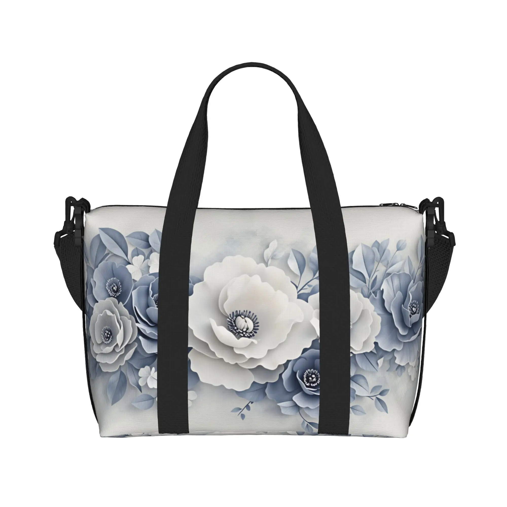 Custom Luxury High 3D Floral Tote Bag Women Large Capacity Fashion Trend 3D Flowers Gym Beach Shoulder Travel Bag
