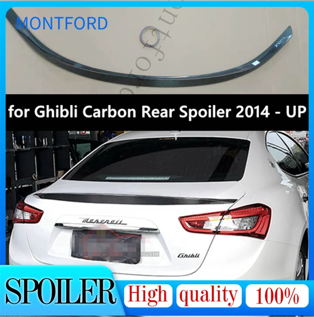 

For Maserati Ghibli Carbon Fiber rear spoiler Rear trunk wing Gloss Black Novitec Style for Ghibli Carbon Rear Spoiler 2014 - UP