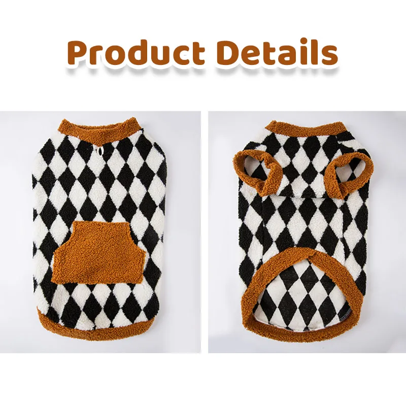 Pet Dog Clothes for Large Dogs Winter Plush Dog Hoodies Cute Plaid Big Dog Coat Fashion Soft Cat Pullovers Pet Hoodies Dog Coat