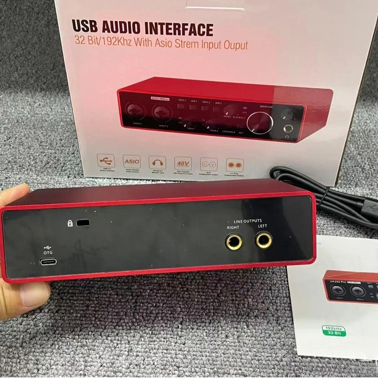 UA202 Pro Professional Sound Card USB Audio Interface with 48V Phantom Power Supply for Live Studio Streaming And Podc - view 3