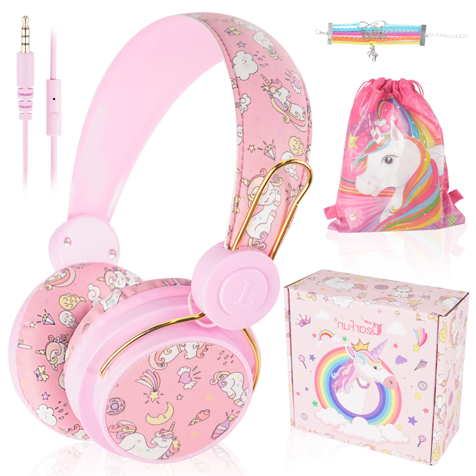 Cuffie per bambini cablate Cartoon Cute Kids Anime cuffie cuffie musica Stereo con microfono auricolare per bambini regalo di natale