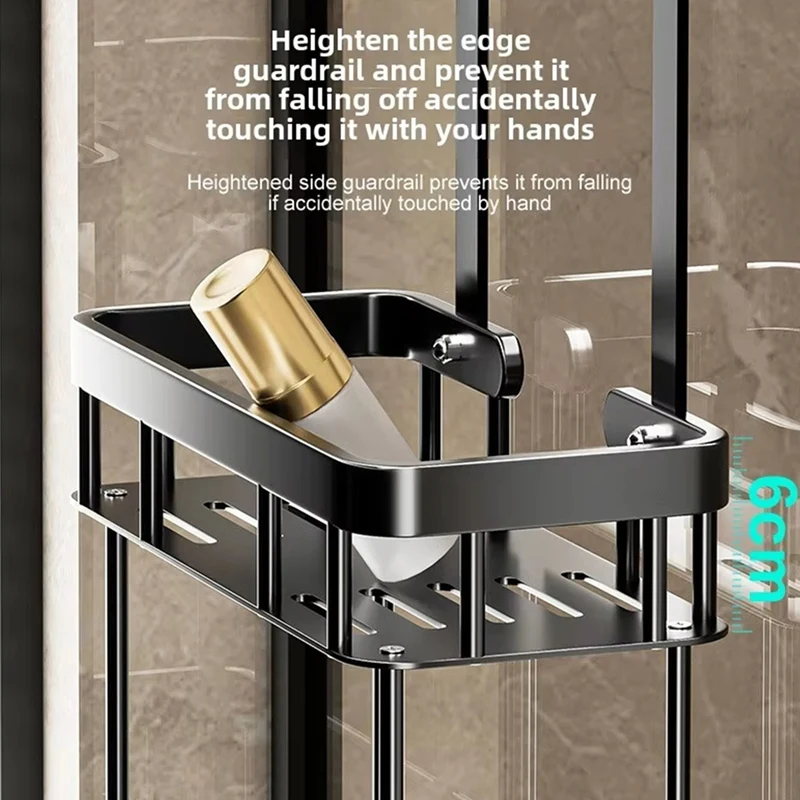 Bathroom Punch Free Wall-Mounted Storage Rack Shower Room over the Door Toiletries Organizer Bathroom Hanging Shelf 2 Layers