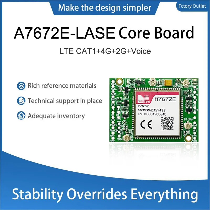 SIMcom A7672E-LASE Core Board kit with Antenna LTE CAT1 Module Support data+voice Modem Board for Europe/Middle East/Africa