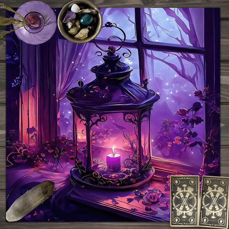 VIKAMA 2/4PC Secret Realm Candlelight Tarot Tablecloth Wisteria Firefly Forest Bedroom Study Guesthouse Decoration