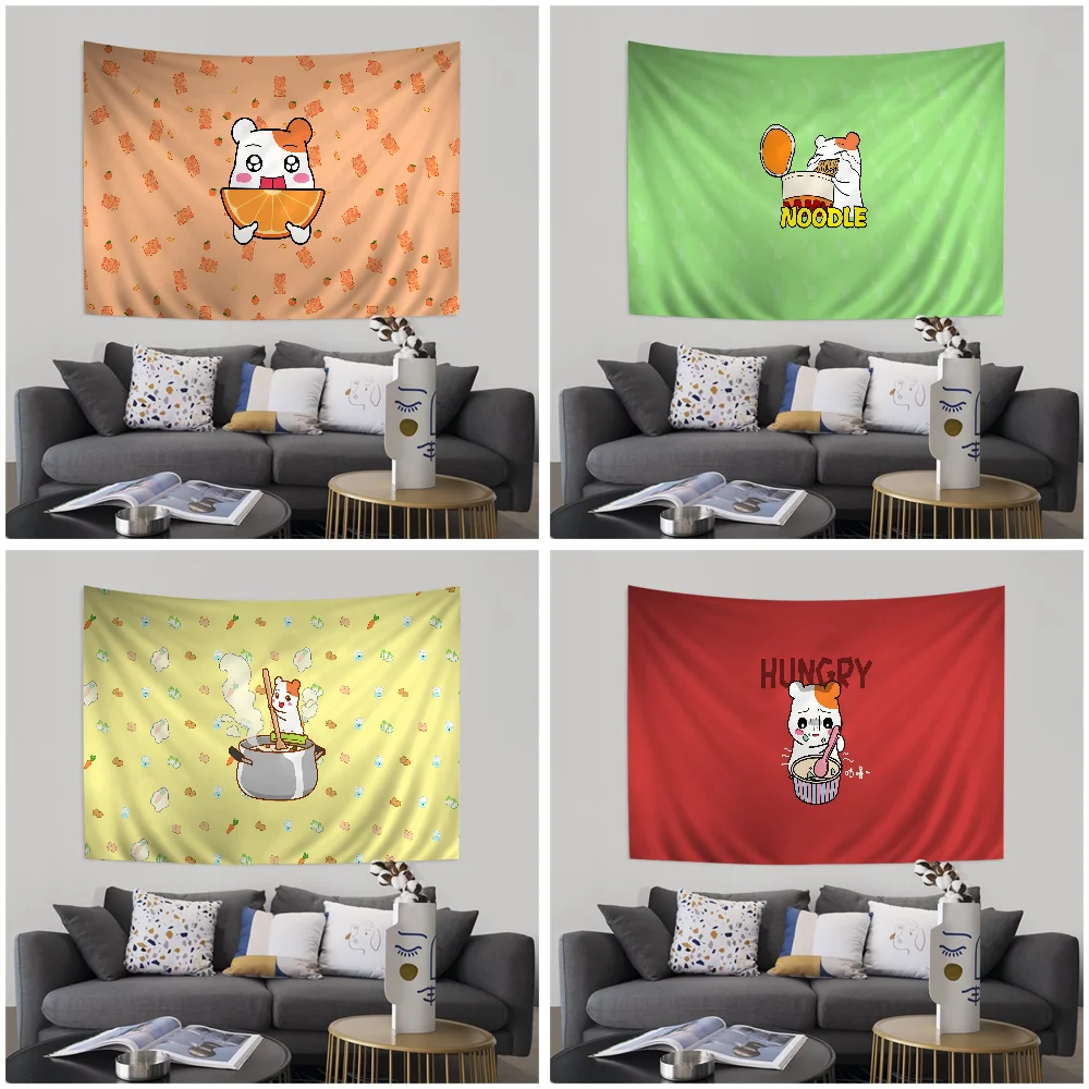 Cartoon Cute H-Hamtaro Hanging Bohemian Tapestry Hanging Tarot Hippie Wall Rugs Dorm Japanese Tapestry