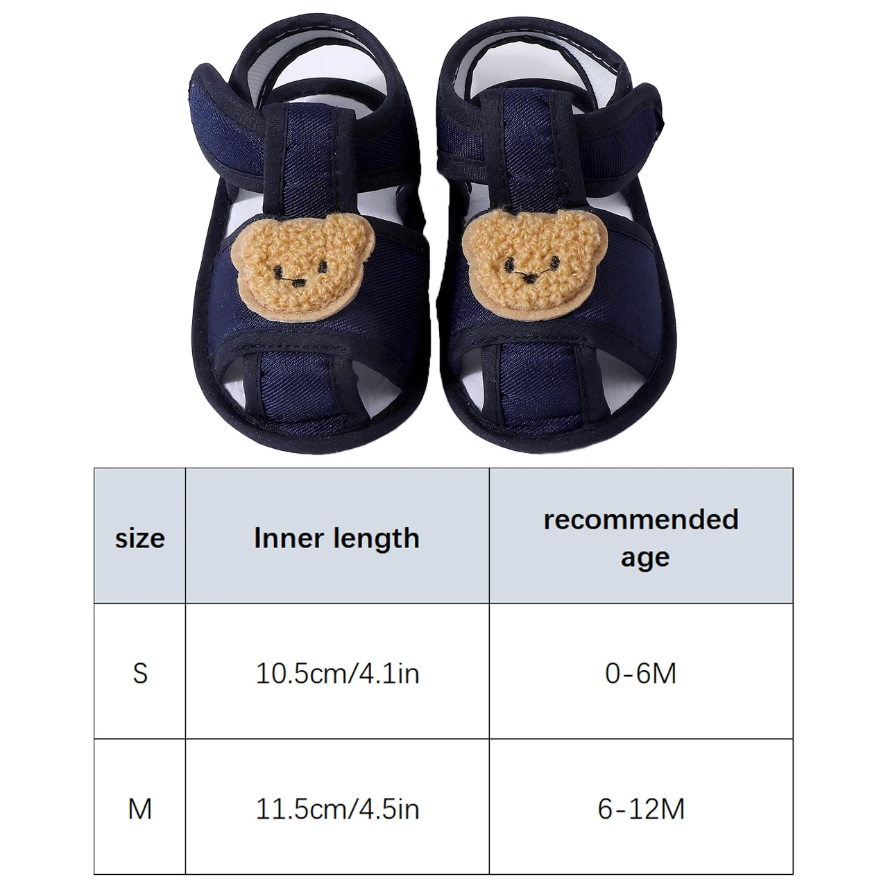 0-1Year Baby Sandals Bear-Print Non-Slip Soft-Soled Shoes Cute Cartoon Newborn Walking Shoe Cotton Fabric Summer Kids Footwear