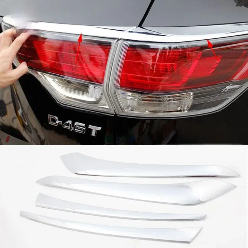 

ACCESSORIES FIT FOR TOYOTA HIGHLANDER 2014 2015 KLUGER CHROME TAIL REAR LIGHT LAMP COVER TRIM STRIP GARNISH MOLDING