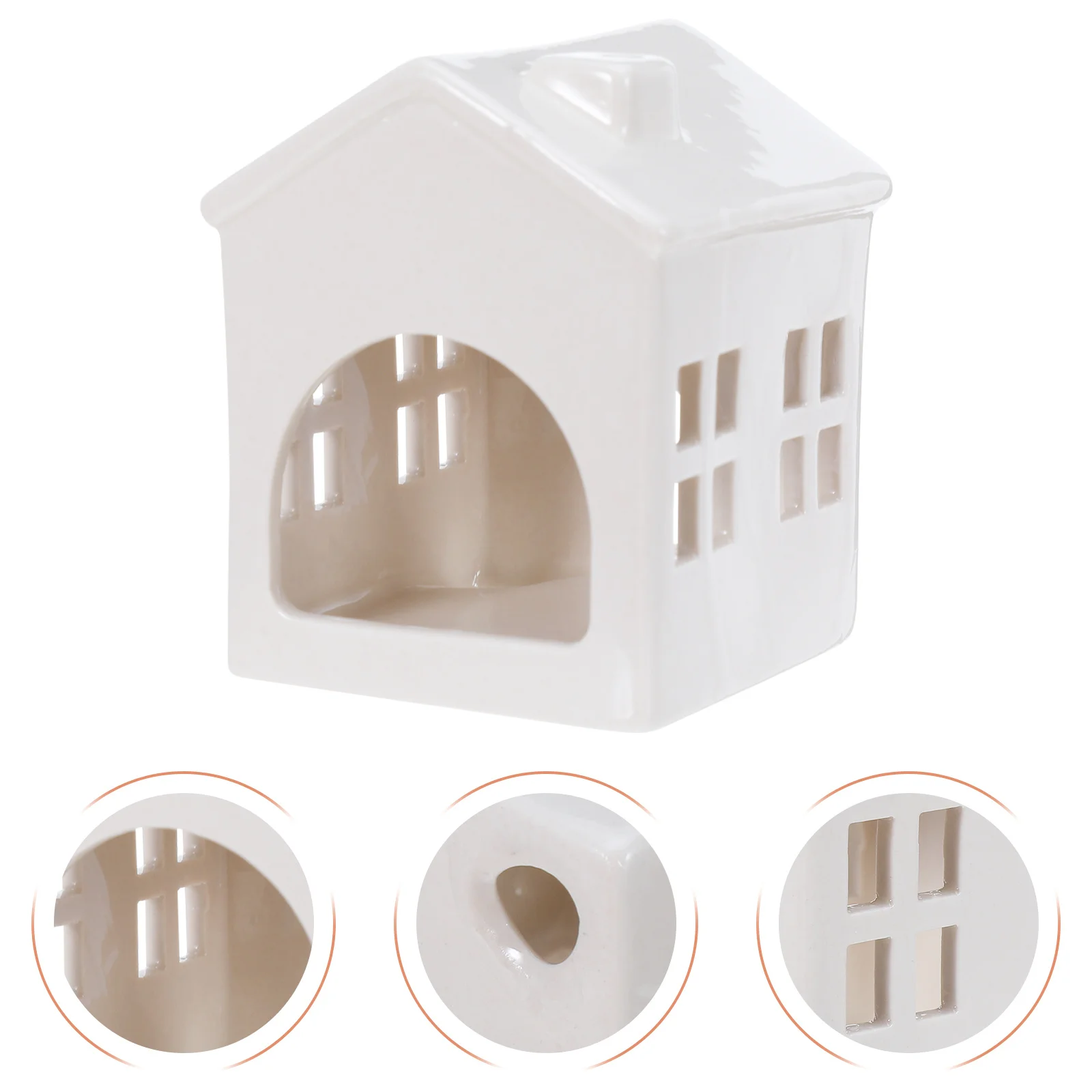 

Ceramic House Shaped Tealight Holder Hollow Design Stand for Coffee Table Decor Farmhouse Christmas Centerpiece