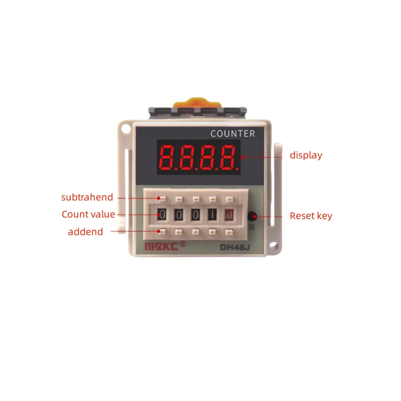 DH48J-A 1-9999 (x1 x10 x100) 30cps Digital Counter Relay DC 24V w Base Socket