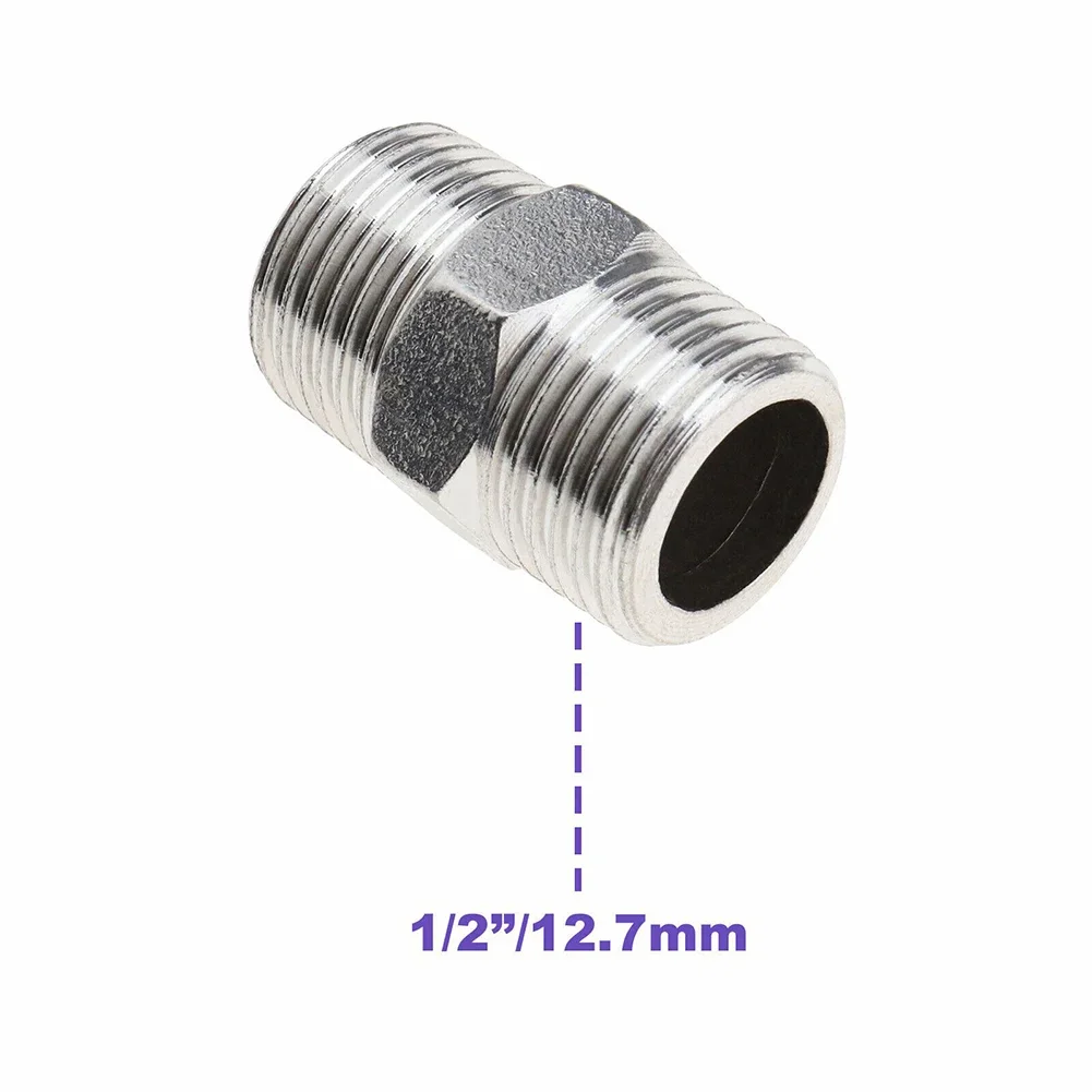 1/2inch To 1/2inch Shower Hose Extension Male Thread Hex Nipple Union 304 Stainless Pipe Fitting Connector Coupler Water Oil Air