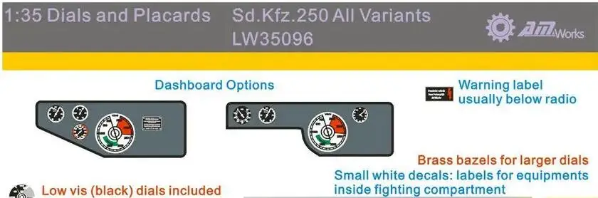 1/35 Scale Vehicle Dials & Placards Sd.Kfz. 250 All Variants (PE+Decal) LW35096 Modeling Upgrade Kits