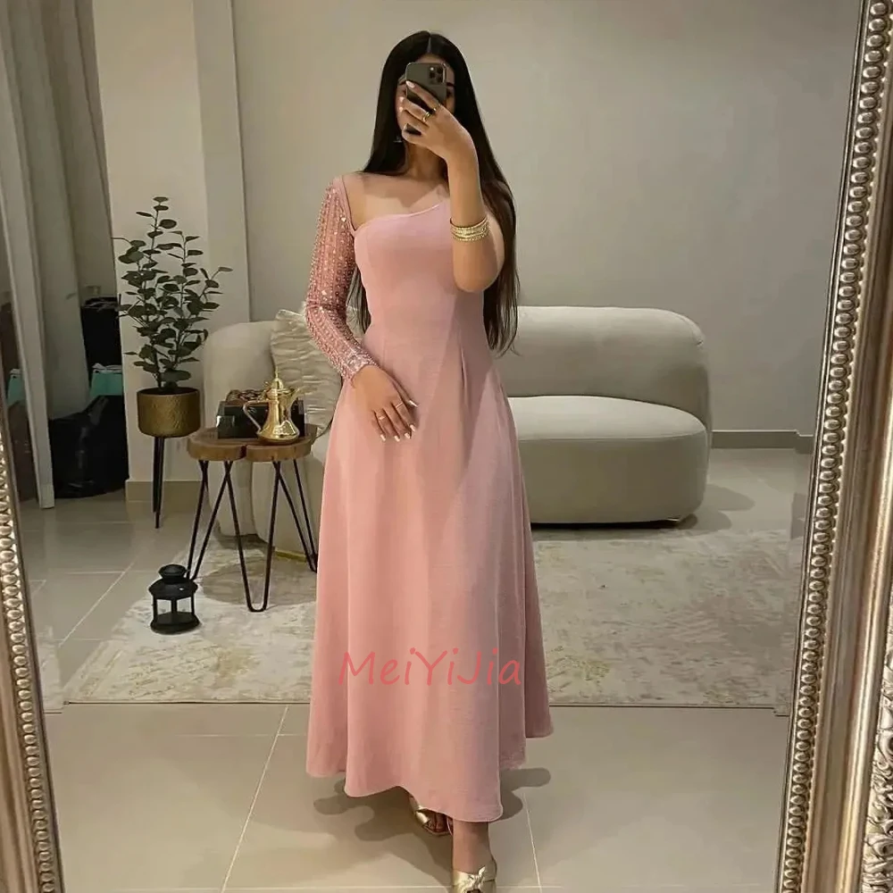 

MeiYiJia Simple Square Neckline Sequins Long-Sleeves Ankle-Length Saudi Arabia Sexy Evening Birthday Club Outfits Summer 2024