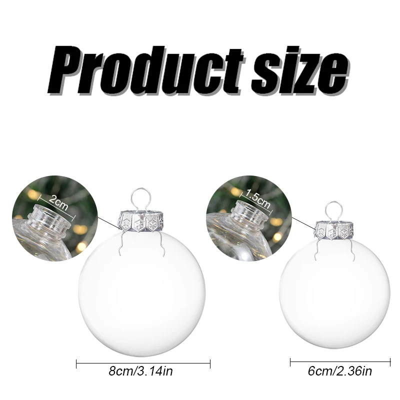 6 uds bola de Navidad adorno rellenable de plástico transparente adorno colgante para árbol de Navidad decoración del hogar Feliz Navidad regalo de