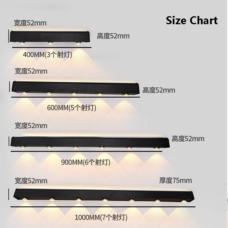 Outdoor Up Down Glowing Long Strip Wall Lamp Courtyard Balcony Atmosphere Wash Wall Lamp Garden Villa Waterproof Porch Light