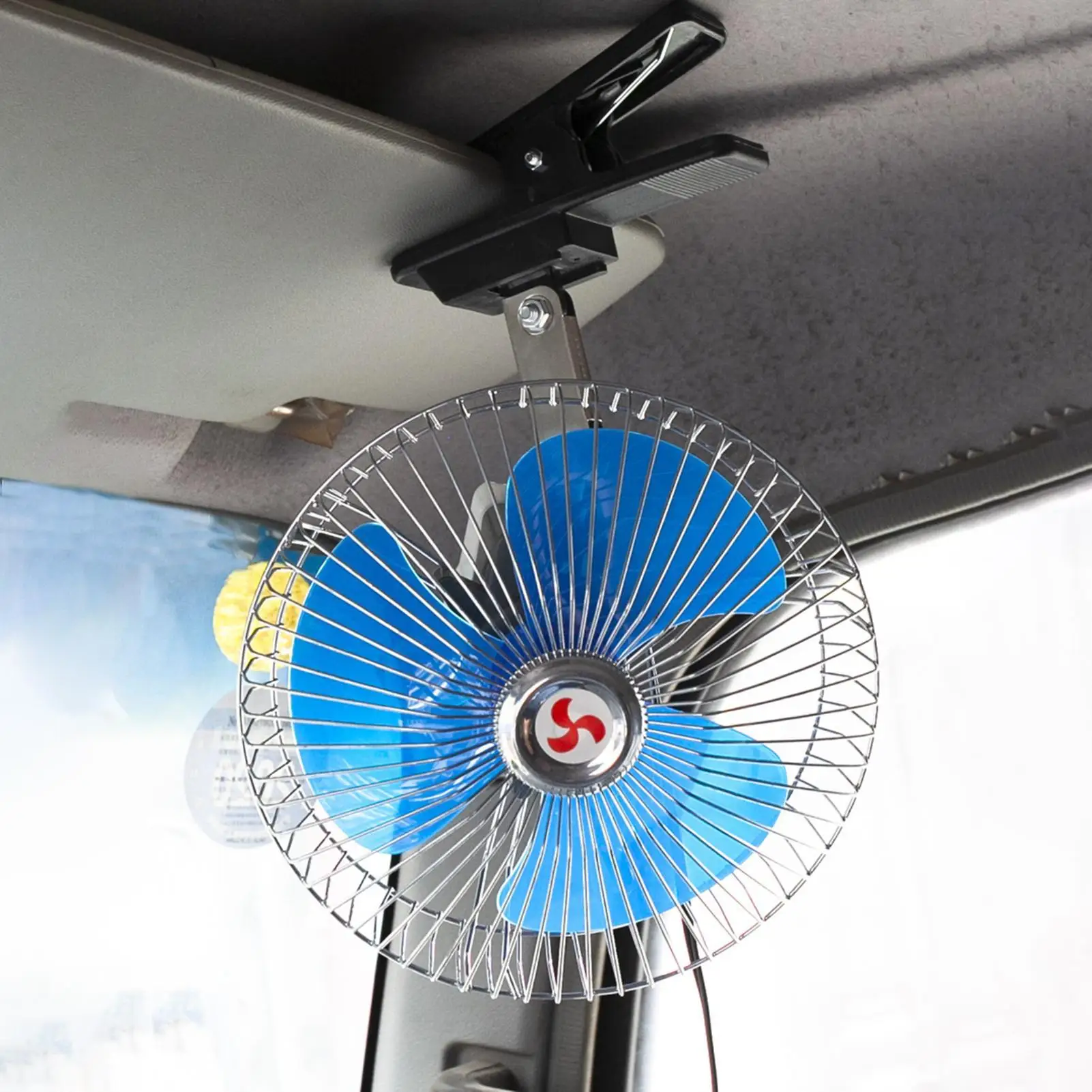 Cooling Fan For Car 24V Auto Oscillation Clamp Vehicle Fan Automotive Cooling Gadget For Automotive Truck Sedan SUV RV Camping