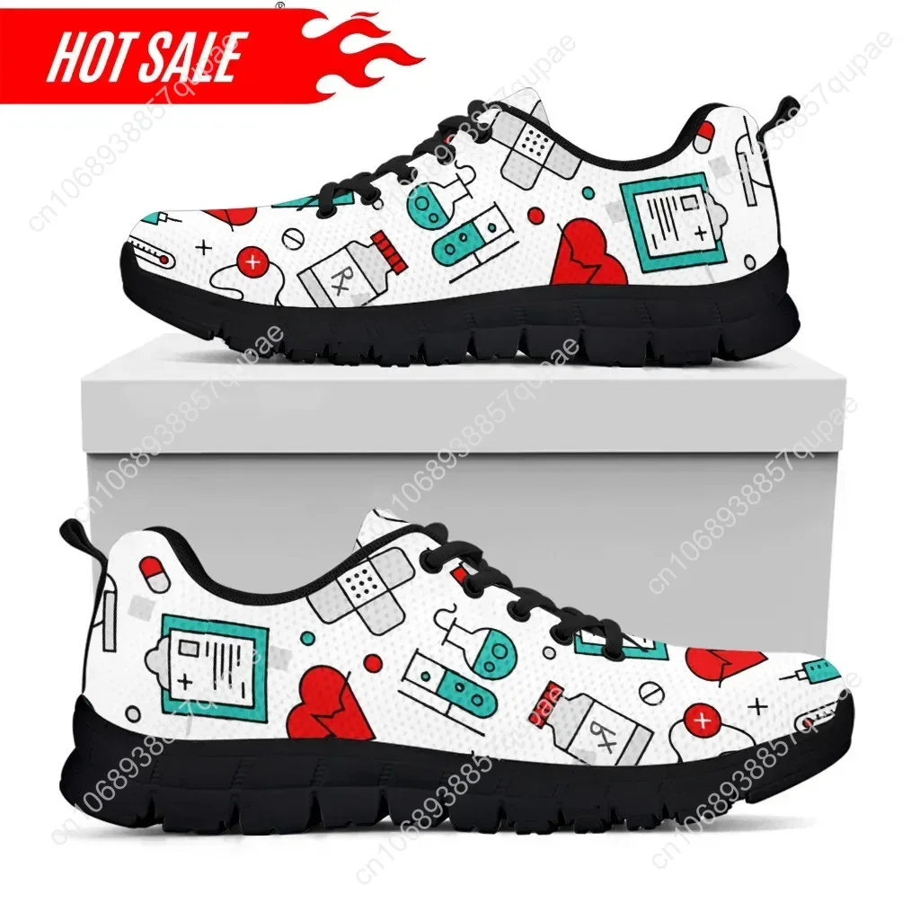 Zapatillas Sneakers kasual wanita motif Suster medis rumah sakit sepatu datar hangat lembut musim semi musim gugur