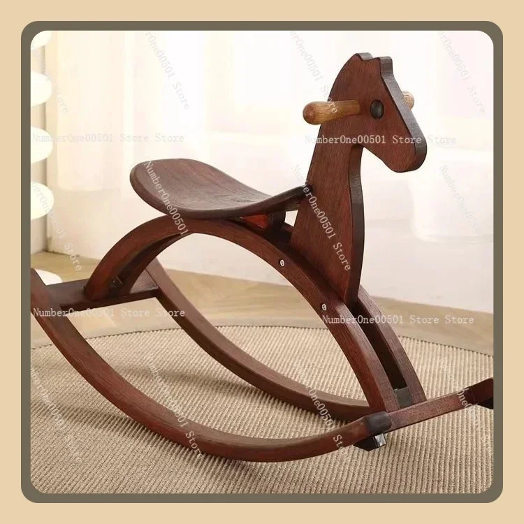 For Children  Living Room Baby Seat Furniture Creative Kids Rocking Chair Wooden Animal Shape Rocking Horse Toy