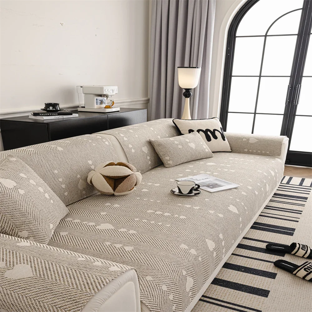 2025 New Retro Chenille Sofa Cushion Fixed Non Slip Straight Row Cover Cloth Four Seasons Universal