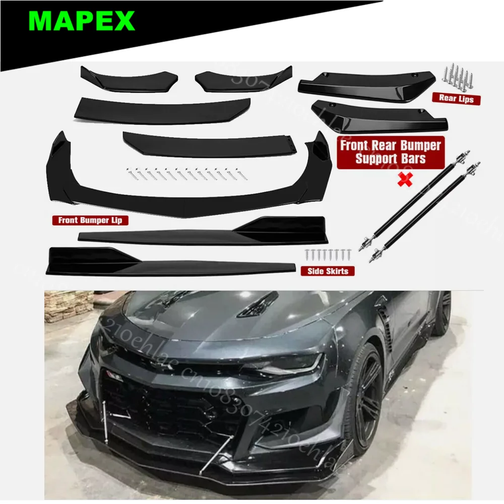 For Chevrolet Camaro/ Front Rear Bumper Lip Spoiler Splitter Body Kit Side Skirt  Glossy Black 