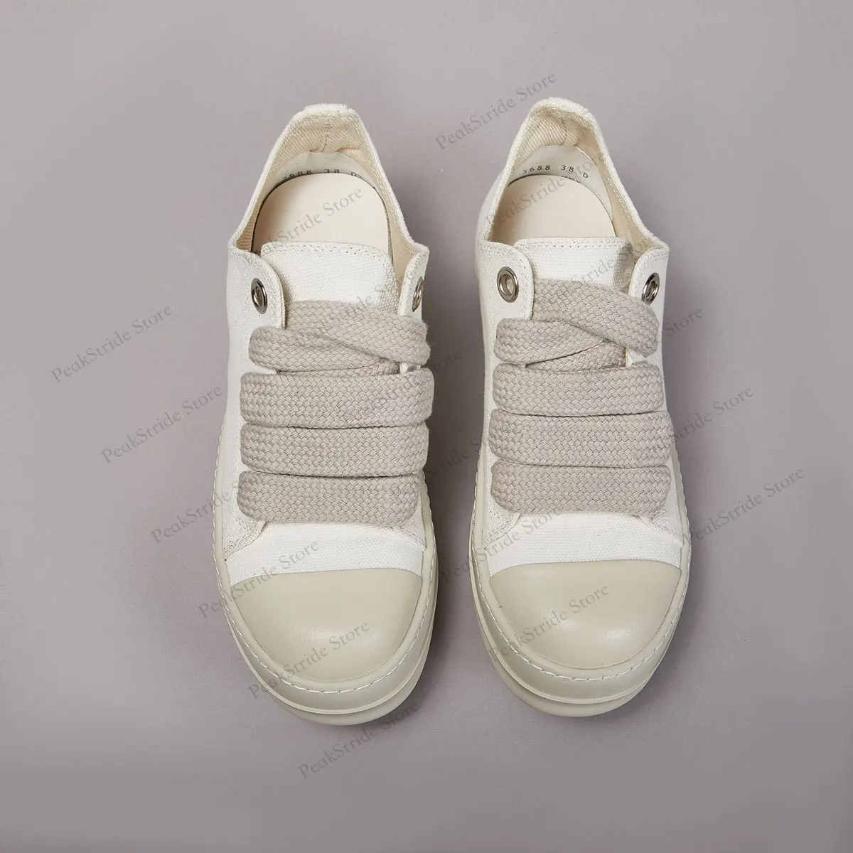 أحذية رياضية منخفضة القماش باللون الأبيض للرجال والنساء - أحذية عصرية برباط للجنسين، أحذية مصممة فاخرة من Casu #6