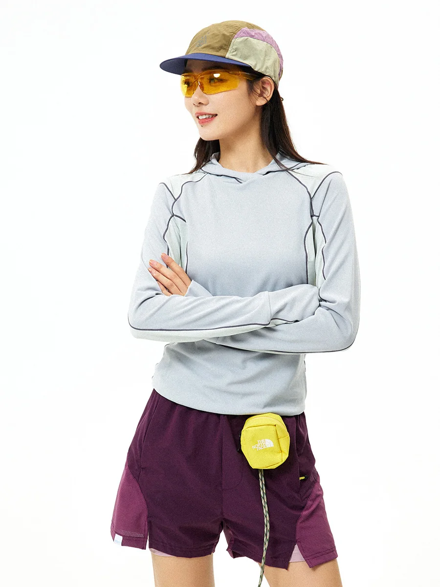Outdoor Adventure Long Sleeve Hoodie T-Shirt Women's Slim Fit Quick Dry Sweat Absorbent UV Protection Breathable Comfortable