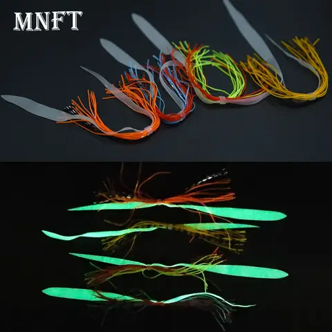 8 Set Soft Silicone Rubber Skirt for Fishing Lures Jig Skirts Replacement Fishing Material with Luminous Silicone Wire